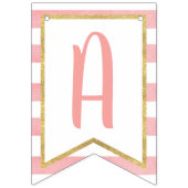 フローラカボチャハッピーバースデーバナー – ピンクストライプ色 バンティングフラッグ (第3の旗)