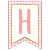 フローラカボチャハッピーバースデーバナー – ピンクプレイド バンティングフラッグ (第2の旗)