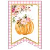 フローラカボチャハッピーバースデーバナー – ピンクプレイド バンティングフラッグ (第1の旗)