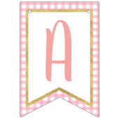 フローラカボチャハッピーバースデーバナー – ピンクプレイド バンティングフラッグ (第3の旗)