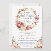 フローラカボチャリース赤面グリッターベビーシャワー 招待状 (正面)