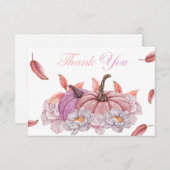 フローラカボチャ女の子ベビーシャワーサンキューカード 招待状 (正面/裏面)
