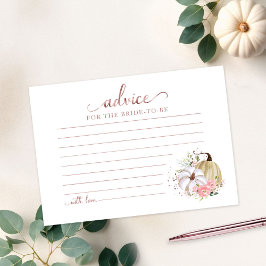 フローラカボチャ秋ブライダルシャワーアドバイスカード