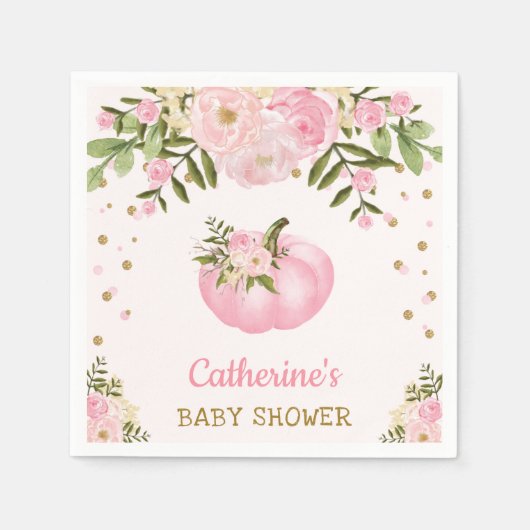 フローラカボチャ紙ナプキン秋秋のベビーガール スタンダードカクテルナプキン (正面)