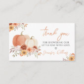 フローラカボチャ赤ちゃんガールシャワーサンキューカード エンクロージャーカード (正面)