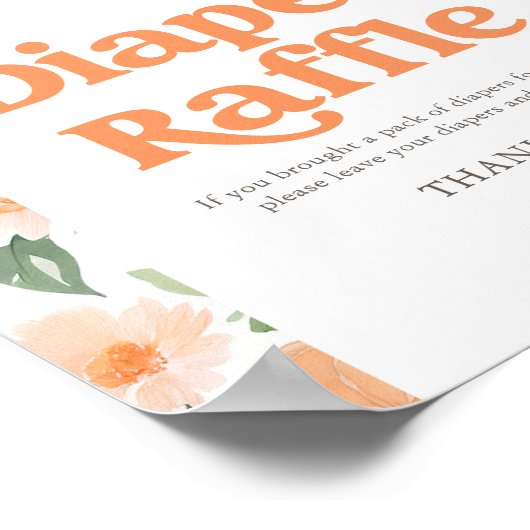 フローラカボチャ赤ちゃんシャワーおむつラッフルサイン ポスター (角)