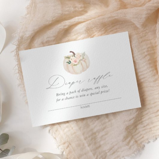 フローラカボチャ赤ちゃんシャワーおむつラッフルチケット エンクロージャーカード