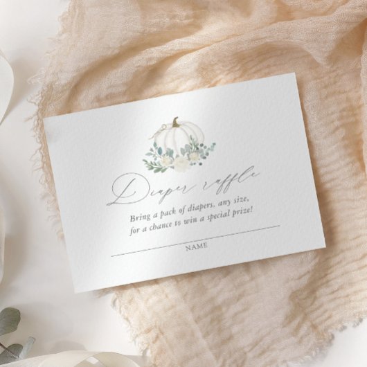 フローラカボチャ赤ちゃんシャワーおむつラッフルチケット エンクロージャーカード