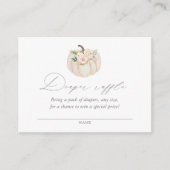 フローラカボチャ赤ちゃんシャワーおむつラッフルチケット エンクロージャーカード (正面)