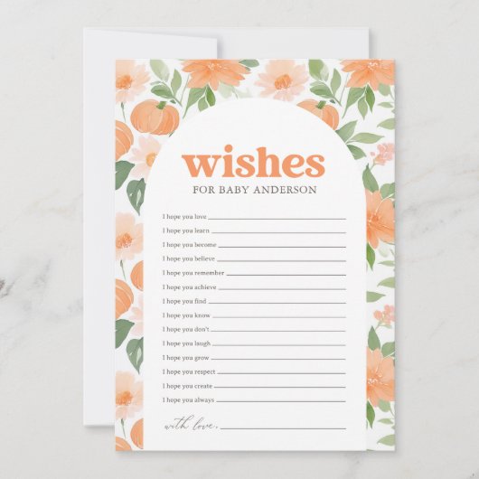 フローラカボチャ赤ちゃんシャワーの願いベビーカード 招待状 (正面)