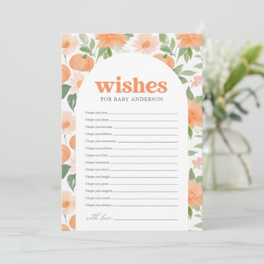 フローラカボチャ赤ちゃんシャワーの願いベビーカード 招待状 (スタンド正面)