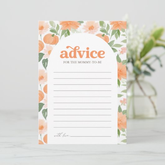 フローラカボチャ赤ちゃんシャワーアドバイスカード 招待状 (スタンド正面)