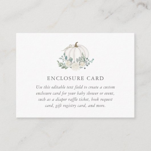 フローラカボチャ赤ちゃんシャワーカスタム エンクロージャーカード (正面)