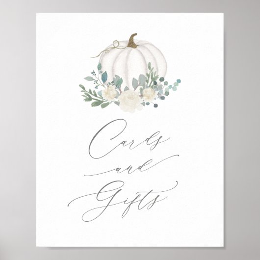 フローラカボチャ赤ちゃんシャワーカードとギフトサイン ポスター (正面)