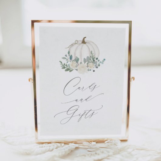 フローラカボチャ赤ちゃんシャワーカードとギフトサイン ポスター