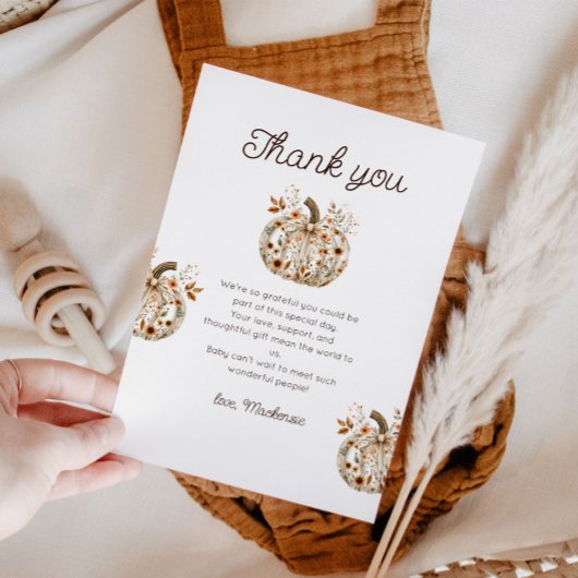 フローラカボチャ赤ちゃんシャワーサンキューカード サンキューカード