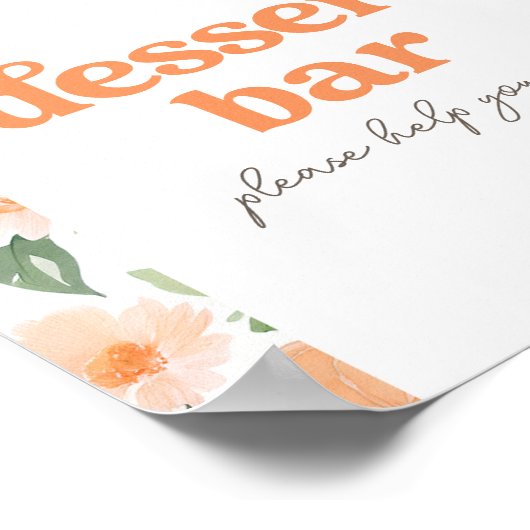 フローラカボチャ赤ちゃんシャワーデザートテーブルサイン ポスター (角)