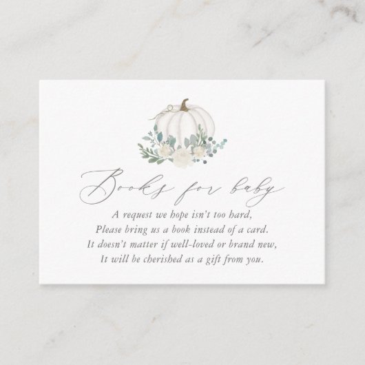 フローラカボチャ赤ちゃんシャワーブックベビー エンクロージャーカード (正面)
