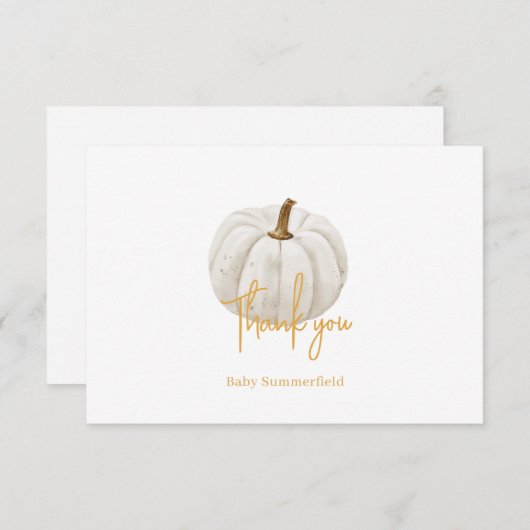 フローラカボチャ赤ちゃんシャワー水色植物体 サンキューカード (正面/裏面)