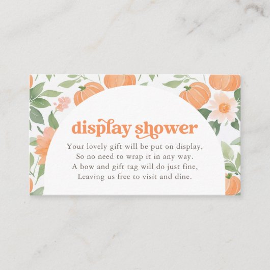 フローラカボチャ赤ちゃんシャワー表示シャワーカード エンクロージャーカード (正面)