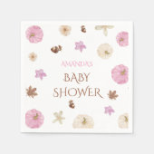 フローラカボチャ赤面ピンクベビーシャワー スタンダードカクテルナプキン (正面)