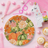 フローラカボチャ1st誕生日秋 ペーパープレート (パーティー)