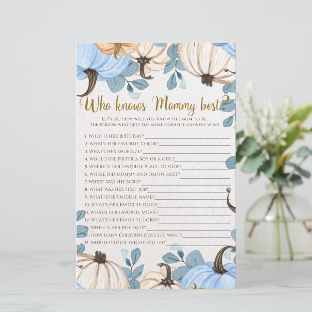 フローラカボチャ – 誰がママのシャワー最高のゲームを知っている (スタンド正面)