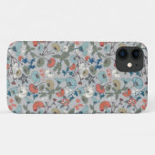 フローラカラフルうれしそうな青オレンジ緑のパターン Case-Mate iPhoneケース (裏面(横))