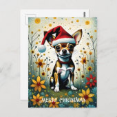 フローラカラフルかわいいチワホアサンタクリスマス ポストカード (正面/裏面)