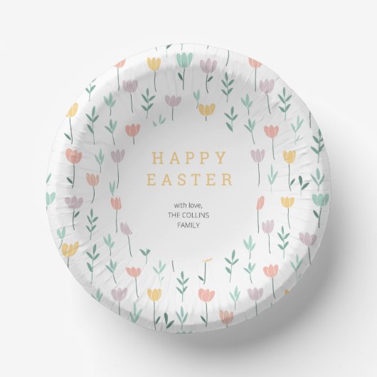 フローラカラフルかわいい花モダンイースターパーティー ペーパーボウル (正面)