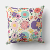 フローラカラフルと幾何学的ヴィンテージボホパターン クッション (裏面)
