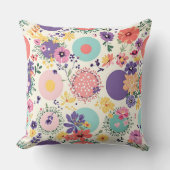 フローラカラフルと幾何学的ヴィンテージボホパターン クッション (正面)