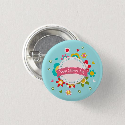 フローラカラフルのお母さんの日|ピンボタン 缶バッジ (正面&裏面)