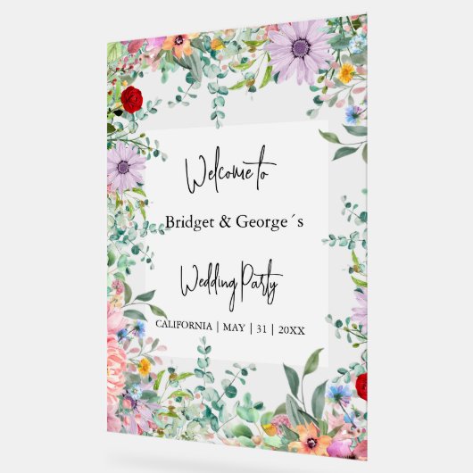 フローラカラフルの緑が霜を結婚降ろした アクリルサイン (傾斜)