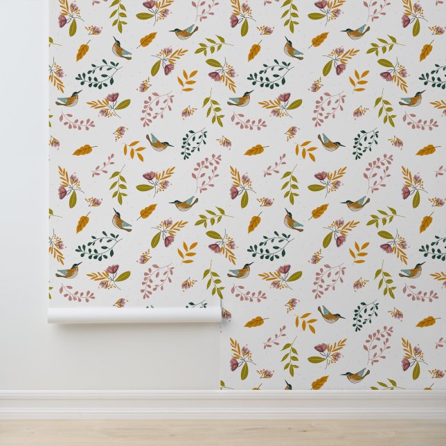 フローラカラフルの背景にある鳥 壁紙 (アプリケーション)