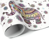 フローラカラフルの部族の象のパターン ラッピングペーパー (ロールコーナー)