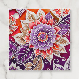 フローラカラフルろうけつ染めアートギフトラベル フェイバータグ