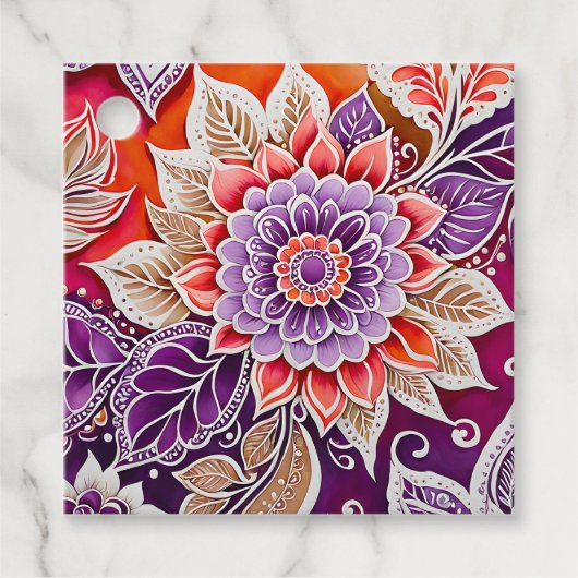 フローラカラフルろうけつ染めアートギフトラベル フェイバータグ (正面)