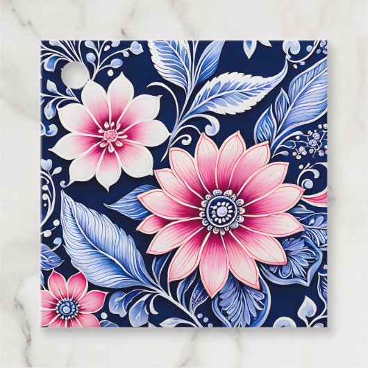 フローラカラフルろうけつ染めアートギフトラベル フェイバータグ (正面)