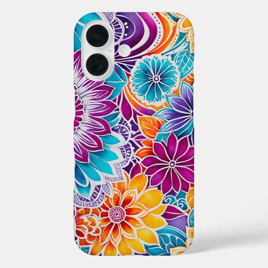 フローラカラフルろうけつ染めArt iPhoneケース Case-Mate iPhoneケース (裏面)