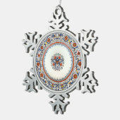 フローラカラフルイタリアアートアンティコデルタホリデイ スノーフレークピューターオーナメント (右)