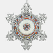 フローラカラフルイタリアアートアンティコデルタホリデイ スノーフレークピューターオーナメント (正面)