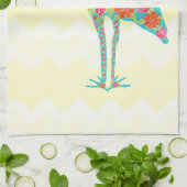 フローラカラフルイビスバードシェブロンイラストレーション キッチンタオル (折り畳み)