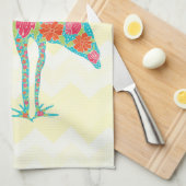 フローラカラフルイビスバードシェブロンイラストレーション キッチンタオル (四つ折り)
