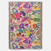 フローラカラフルイラストレーション花プリント模様 スローブランケット (正面縦)