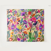 フローラカラフルイラストレーション花プリント模様 タペストリー (正面(横))
