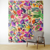 フローラカラフルイラストレーション花プリント模様 タペストリー (インサイチュ)