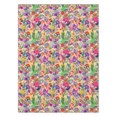 フローラカラフルイラストレーション花プリント模様 テーブルクロス (正面)