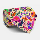 フローラカラフルイラストレーション花プリント模様 ネクタイ (ロール)