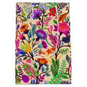 フローラカラフルイラストレーション花プリント模様 ミディアムペーパーバッグ (裏面)